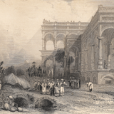 Colonnade of Sahadut Ali's Palace, Ghazipore (Engraving)