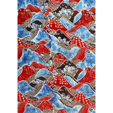 3 m Japanese Mountains Ajrakh Modal Fabric - Blue