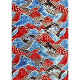 3 m Japanese Mountains Ajrakh Modal Fabric - Blue