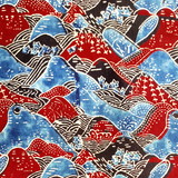 3 m Japanese Mountains Ajrakh Modal Fabric - Blue
