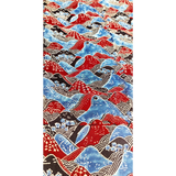 3 m Japanese Mountains Ajrakh Modal Fabric - Blue