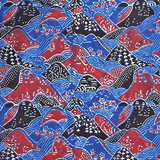 3 m Japanese Mountains Ajrakh Modal Fabric - Deep Blue