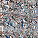 3 m Abstract Motif Ajrakh Modal Fabric - Blue-Black
