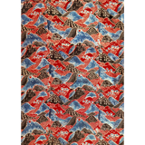 3 m Japanese Mountains Ajrakh Modal Fabric - Red