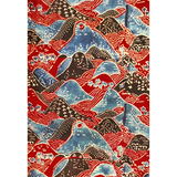 3 m Japanese Mountains Ajrakh Modal Fabric - Red