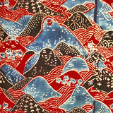 3 m Japanese Mountains Ajrakh Modal Fabric - Red