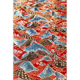 3 m Japanese Mountains Ajrakh Modal Fabric - Red