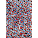 3 m Japanese Mountains Ajrakh Modal Fabric - Blue