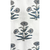 Blue-Gray Poppy Cambric Fabric (Sanganeri) (3 metres)