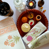 Block Printed Hand Towels (Flower)