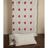 Block-Printed Double Bed-sheet (Rose / गुलाब ) with Pillow Covers