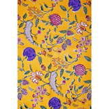 Floral Chintz Lattice (Yellow): Hand-block Printed Fabric (Sanganeri)