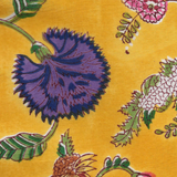Floral Chintz Lattice (Yellow): Hand-block Printed Mul / Cambric Fabric (Sanganeri)