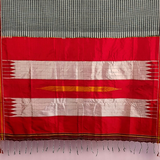 Black and White टम टम Check Ilkal Saree