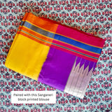 Yellow-Purple Cotton-Silk Ilkal Saree