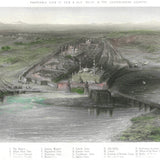 Coloured Engraving (1858): Panoramic View of New & Old Delhi & the Surrounding Country