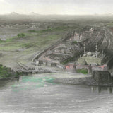 Coloured Engraving (1858): Panoramic View of New & Old Delhi & the Surrounding Country