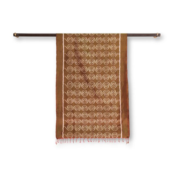 Silk Ikat Scroll Stole (Brown)