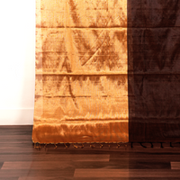 Gold & Brown Metallic Tissue Chanderi Saree - Fabric - Dupatta