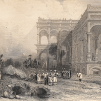 Colonnade of Sahadut Ali's Palace, Ghazipore (Engraving)