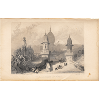 Ghat and Temple at Gokul (Engraving)