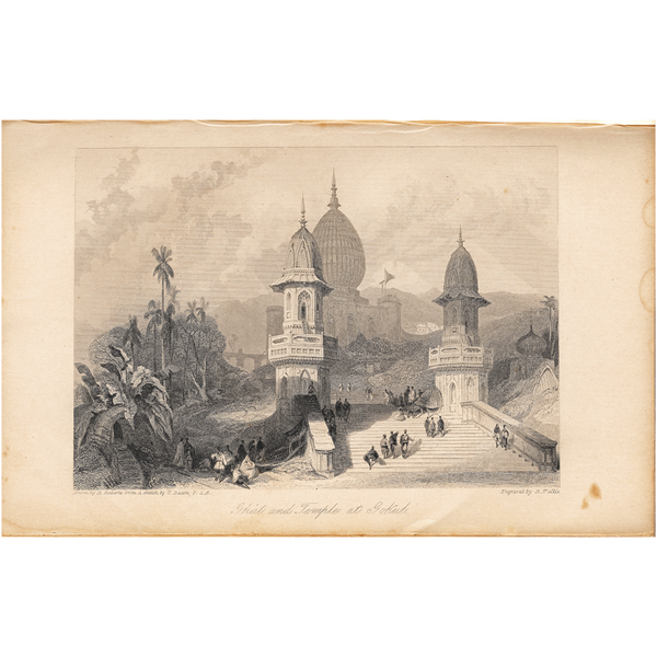 Ghat and Temple at Gokul (Engraving)