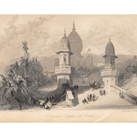 Ghat and Temple at Gokul (Engraving)