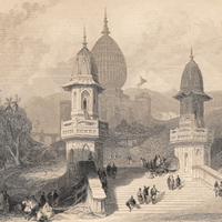 Ghat and Temple at Gokul (Engraving)
