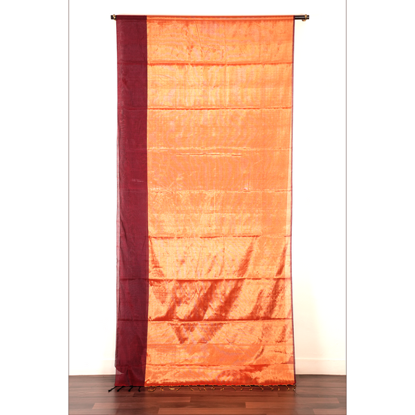 Tamraparani-Red Metallic Tissue Chanderi Saree - Fabric