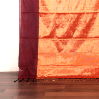 Tamraparani-Red Metallic Tissue Chanderi Saree - Fabric