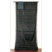Black-Green Metallic Tissue Chanderi Saree - Fabric