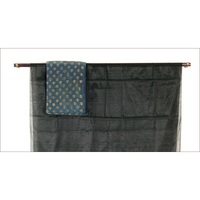 Black-Green Metallic Tissue Chanderi Saree - Fabric