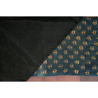 Black-Green Metallic Tissue Chanderi Saree - Fabric