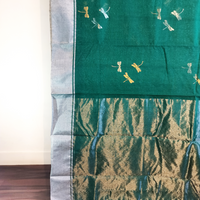 Dragonfly Chanderi Saree (Bottle Green)