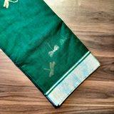 Dragonfly Chanderi Saree (Bottle Green)