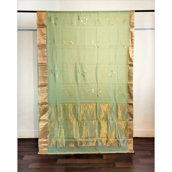 Dragonfly Chanderi Saree (Pale Green)