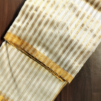 White-Gold Striped Chanderi Saree