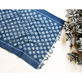 Polka Natural Dyed Cotton Stole (Indigo)