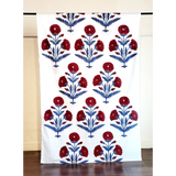 Blue-Red Poppy Cambric Fabric (Sanganeri) (3 metres)