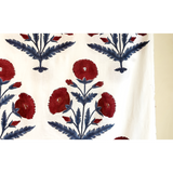 Blue-Red Poppy Cambric Fabric (Sanganeri) (3 metres)