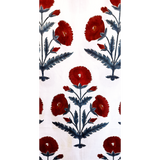 Blue-Red Poppy Cambric Fabric (Sanganeri) (3 metres)