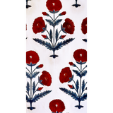 Blue-Red Poppy Cambric Fabric (Sanganeri) (3 metres)