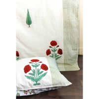 Sanganeri Poppy Double Bed-sheet (Red)