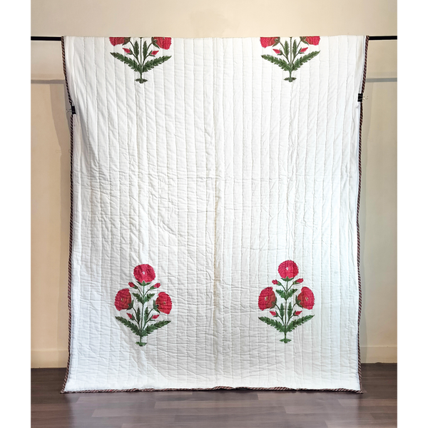 Poppy Block Printed Single Quilt