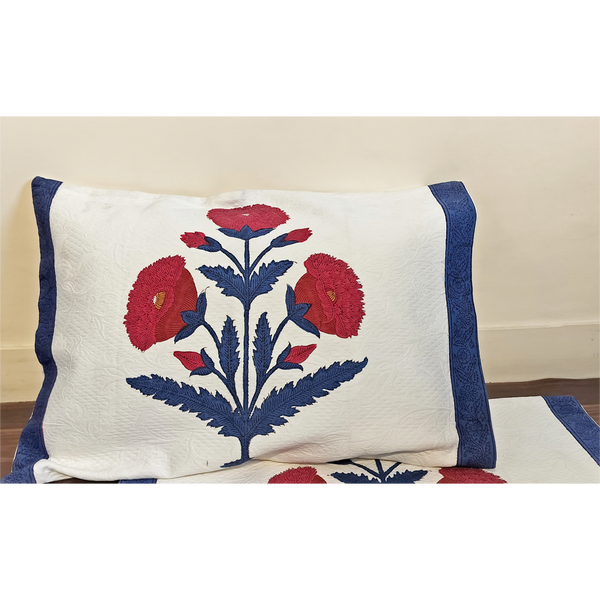 Jaipuriya Poppy Pillow Covers (Blue) (Set of 2)