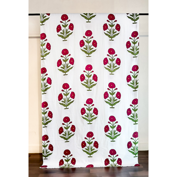 Red Poppy Cambric Fabric (Screen Printed) (3 metres)