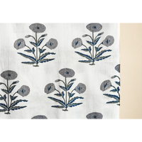 Blue-Gray Poppy Cambric Fabric (Sanganeri) (3 metres)