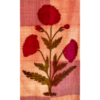 Chequered-Red Poppy Cambric Fabric (Sanganeri) (3 metres)