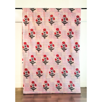 Chequered Poppy Cambric Fabric (Screen Printed) (3 metres)