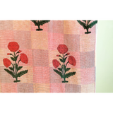 Chequered Poppy Cambric Fabric (Screen Printed) (3 metres)